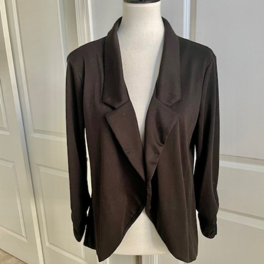 Moa Moa Black High Low Waterfall 3/4 Rouched Sleeve Size XL